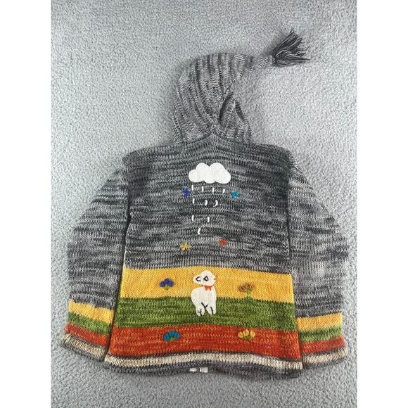 Native Creation Peruvian Hoodie Boys XS Sweater Knit Full Zip Animals Weather - Picture 10 of 12